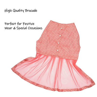 Light Pink Brocade and Net Lehenga