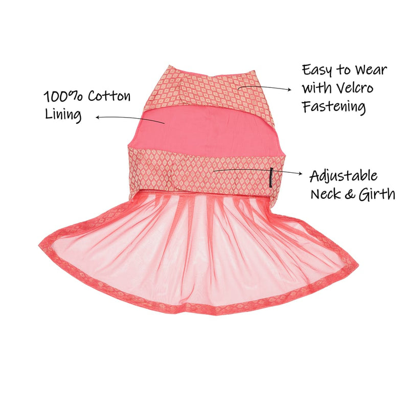 Light Pink Brocade and Net Lehenga