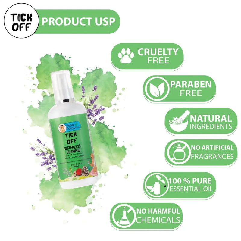 Papa Pawsome Tick Off Waterless Shampoo 250ml