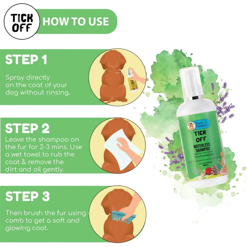Papa Pawsome Tick Off Waterless Shampoo 250ml