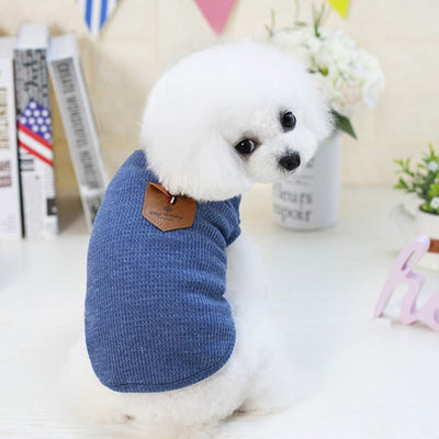 DH Faux Leather Pocket T shirt - For Small Dogs & Cats