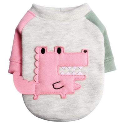 HM Pink Dino Grey T-shirt - T-shirt For Small Dogs & Cats