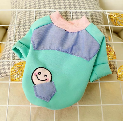 HM Smiley in Pocket Blue & Pink Tee - T shirt For Small Dogs & Puppies