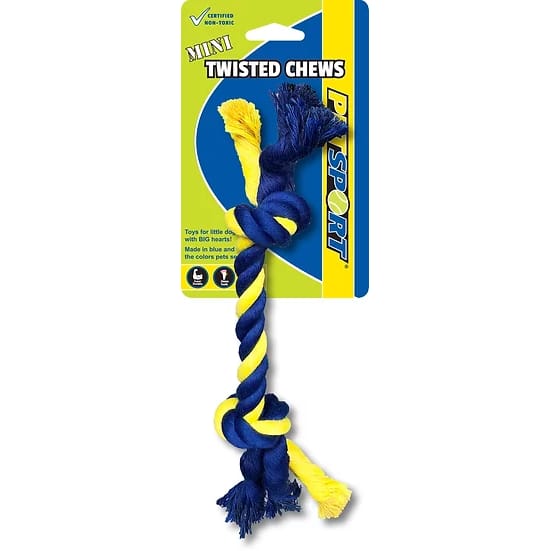 Petsport Twisted Chews Mini Two Knot Cotton Rope 8 inch