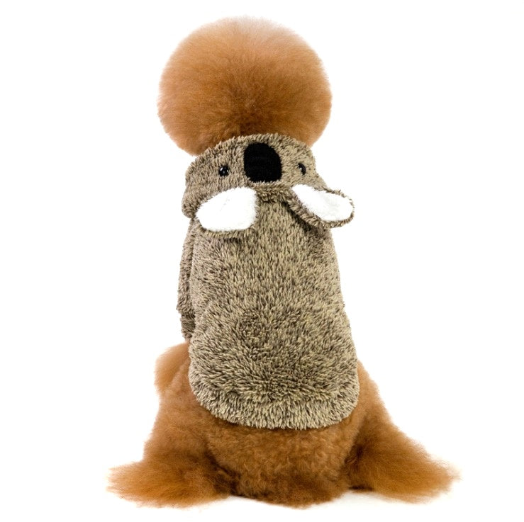 HM Brown Koala Hoodie - Buttoned Jacket For Small Pets
