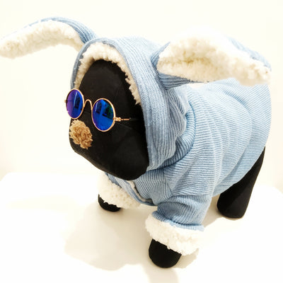 HM Blue Easter Bunny Hoodie Faux Fur - Outfit For Small Dogs