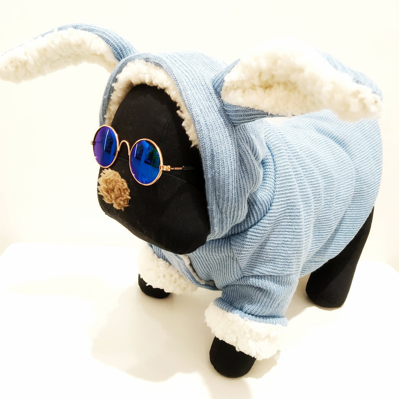 HM Blue Easter Bunny Hoodie Faux Fur - Outfit For Small Dogs